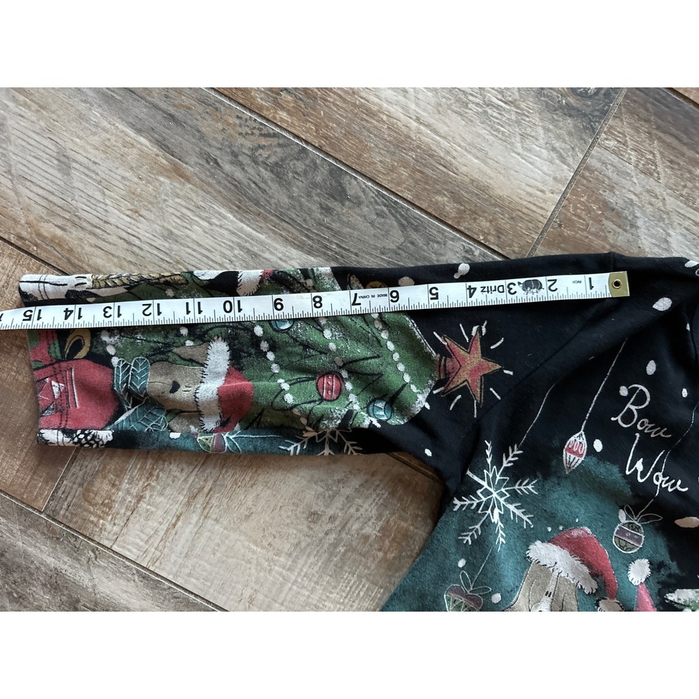 Jess & Jane Feliz Navidad Womens Christmas Print Cotton Top ABSTRACT PRINT Sm - Picture 9 of 10